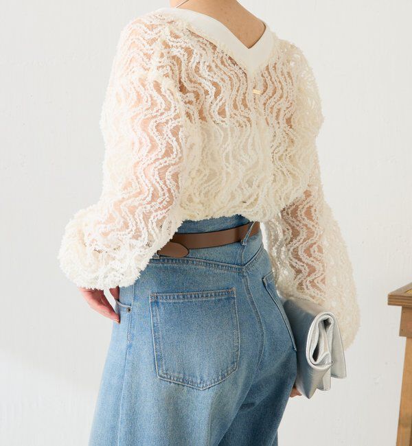  「《1枚で着映える》ギャザー切替シャツカーディガン」|シャツ・ブラウス|