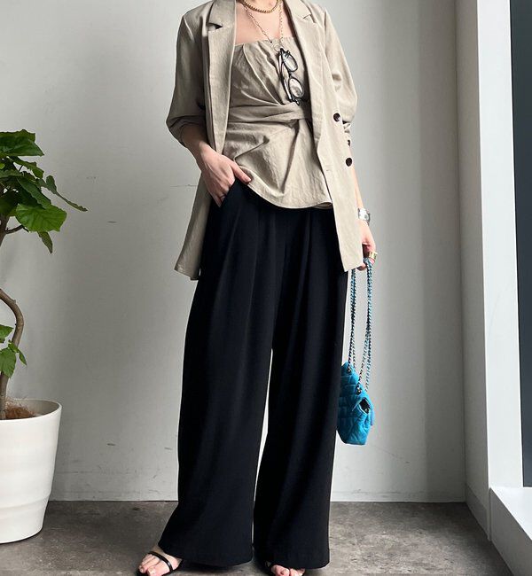  「【累計販売数3万枚突破/23色4サイズ展開！】タックワイドパンツ」|チノ|