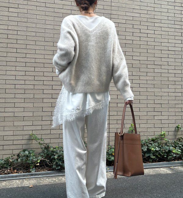  「ジョーゼットアシメレース切替ブラウス」|シャツ・ブラウス|