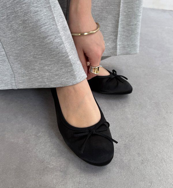  「ラウンドフラットパンプス」|その他|ブラック