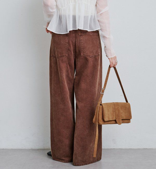  「【3サイズ】デニムタックワイドパンツ」|デニム|