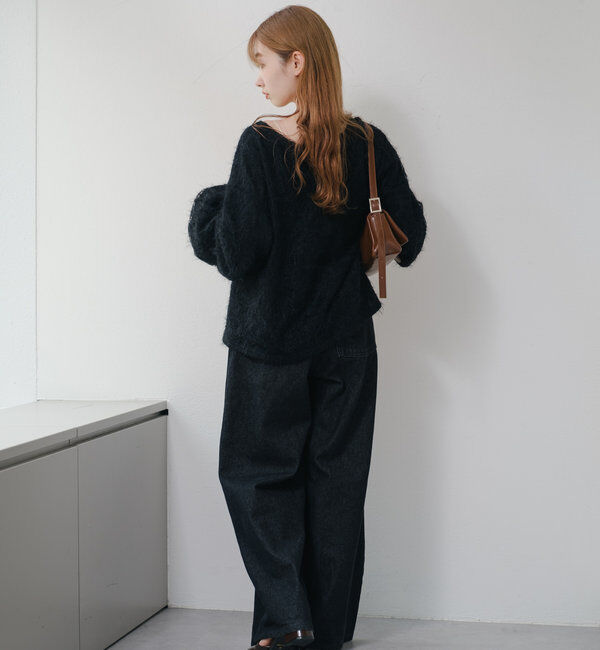  「【3サイズ】デニムタックワイドパンツ」|デニム|