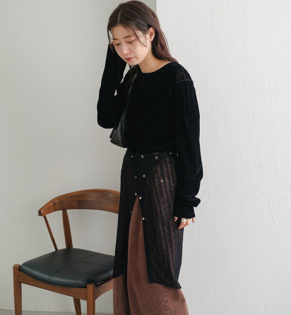  「チュールベロア2WAYカーディガン」|Tシャツ・カットソー|