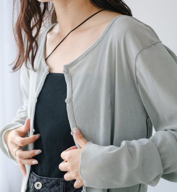  「チュールベロア2WAYカーディガン」|Tシャツ・カットソー|サックスブルー