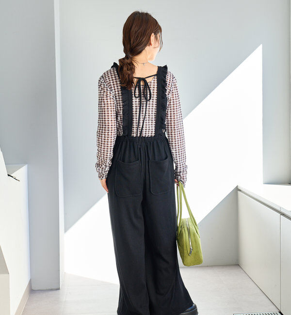  「【2サイズ展開/低身長サイズ/着丈調節可】フリルサロペット」|オールインワン|