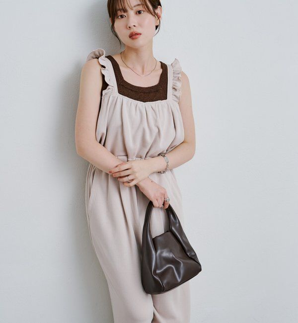  「【2サイズ展開/低身長サイズ/着丈調節可】フリルサロペット」|オールインワン|