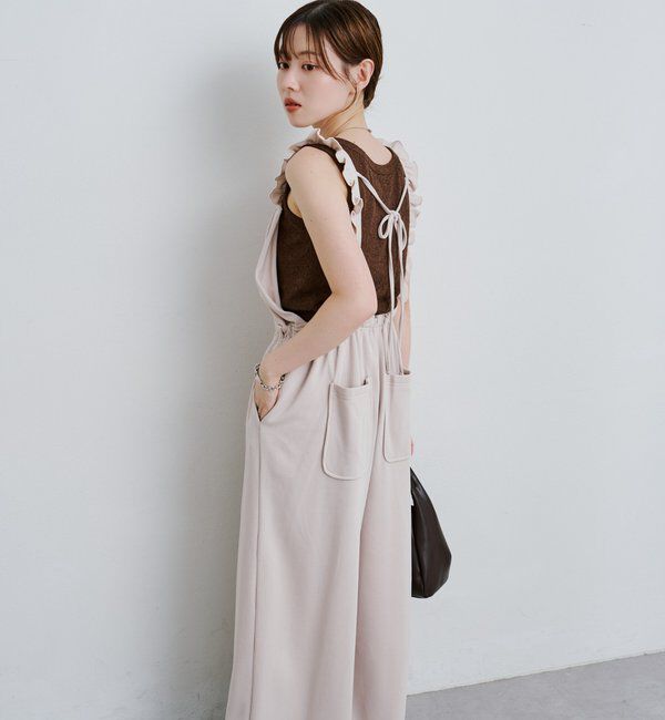  「【2サイズ展開/低身長サイズ/着丈調節可】フリルサロペット」|オールインワン|