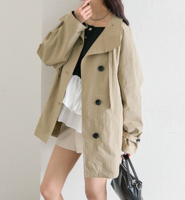  「スタンドカラーミドルトレンチ」|トレンチコート|