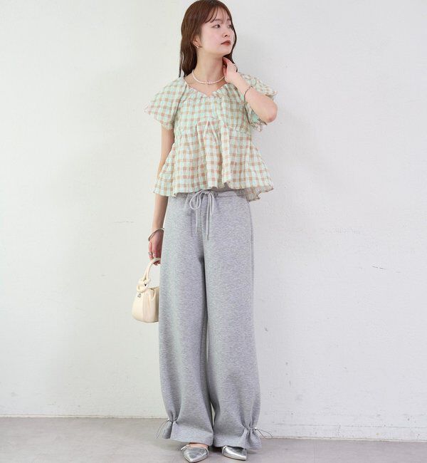  「チェックパフブラウス」|シャツ・ブラウス|