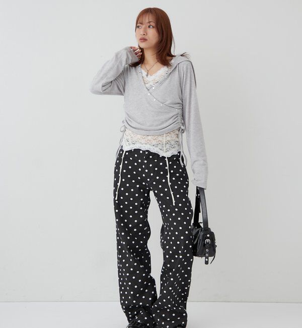  「スタッズリブカシュクールフーディ」|パーカー|