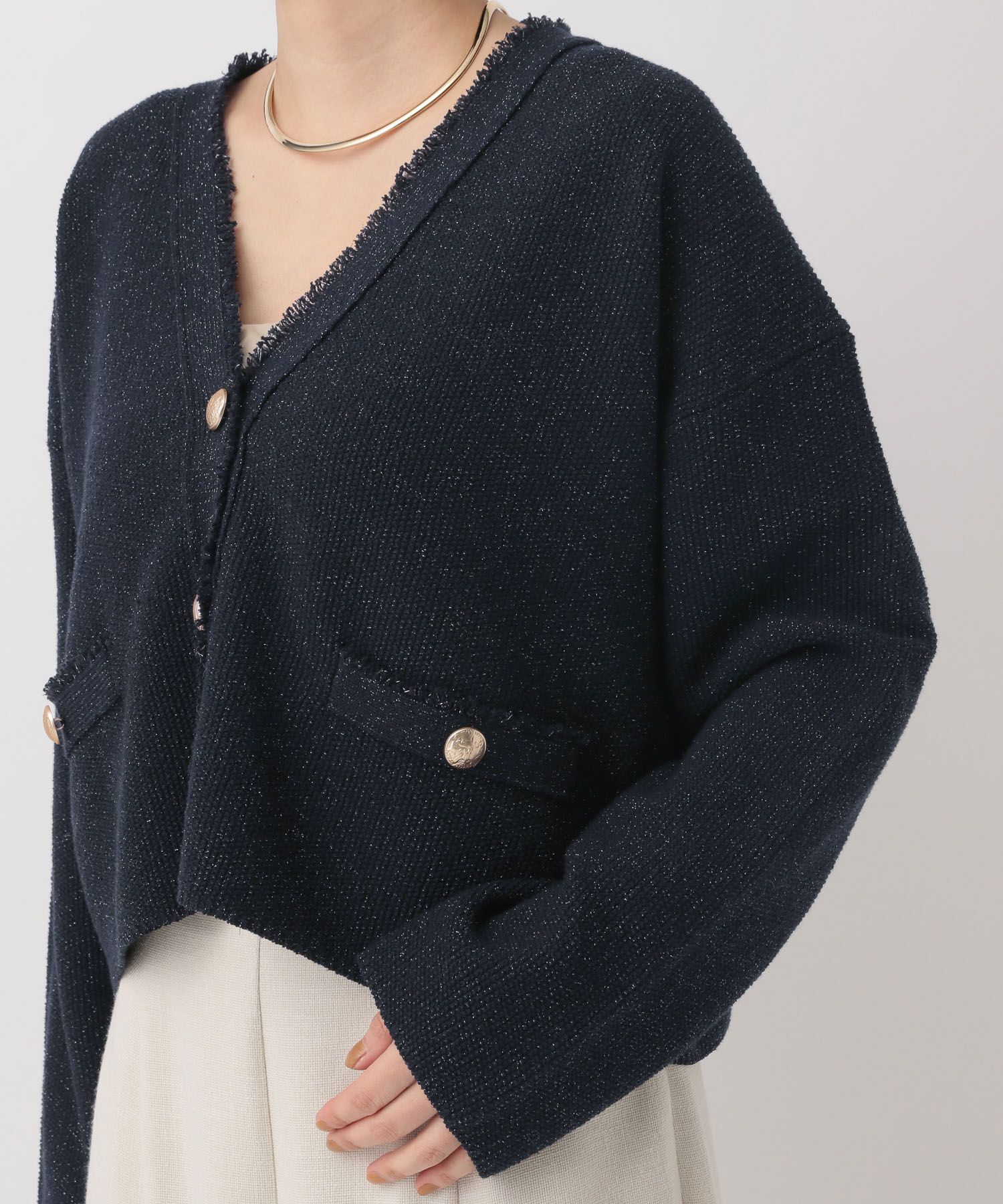 A part by 「ツイードVカーディガン」|ニット・セーター|