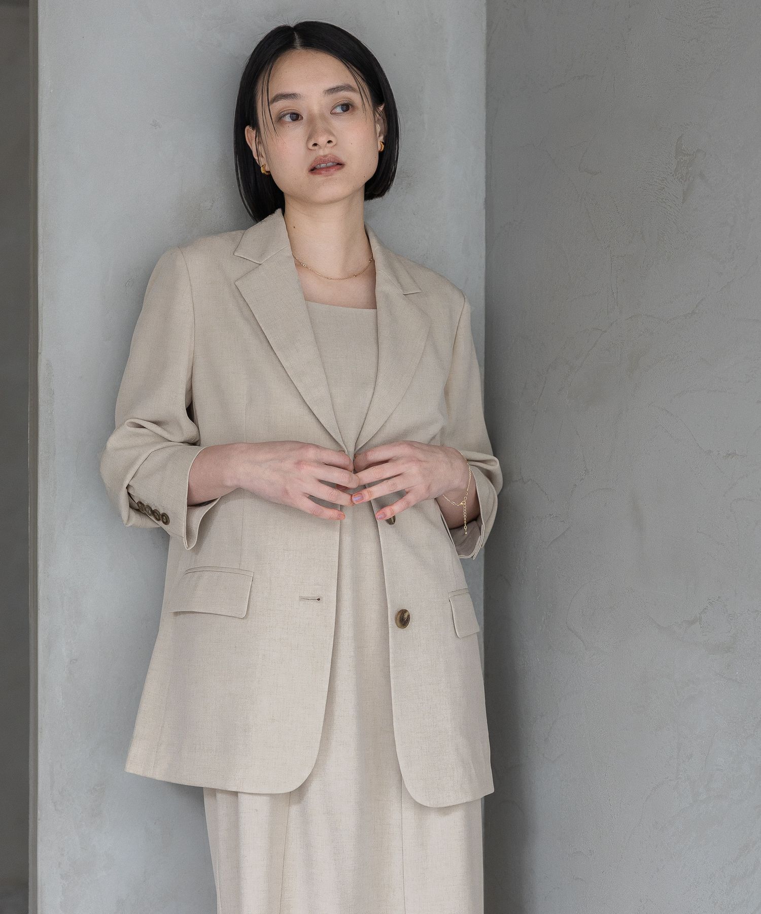 A part by 「【多機能・Sサイズ展開】リネンライクシングルジャケット」|テーラードジャケット|