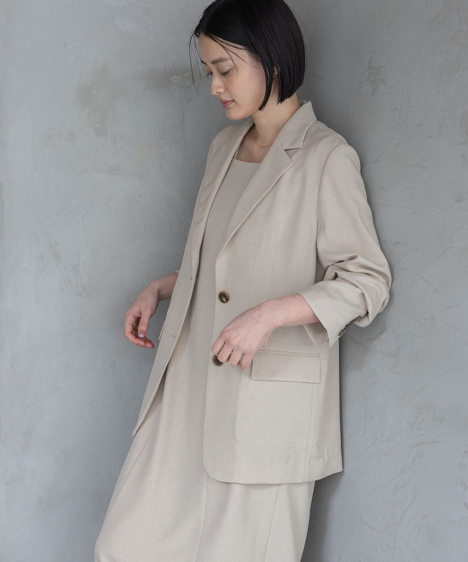 A part by 「【多機能・Sサイズ展開】リネンライクシングルジャケット」|テーラードジャケット|
