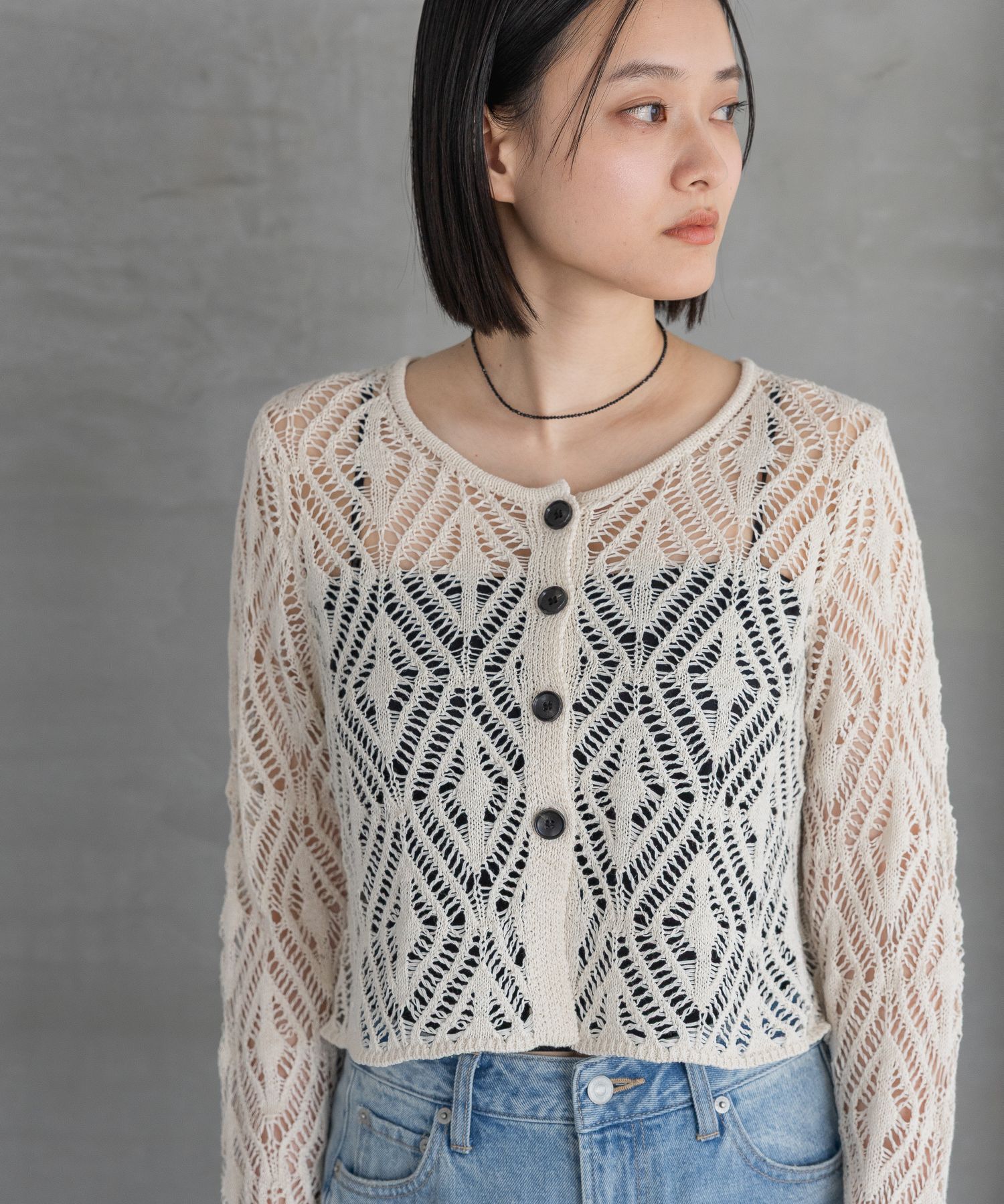 A part by 「リネンコンスカシアミカーディガン」|カーディガン|オフホワイト