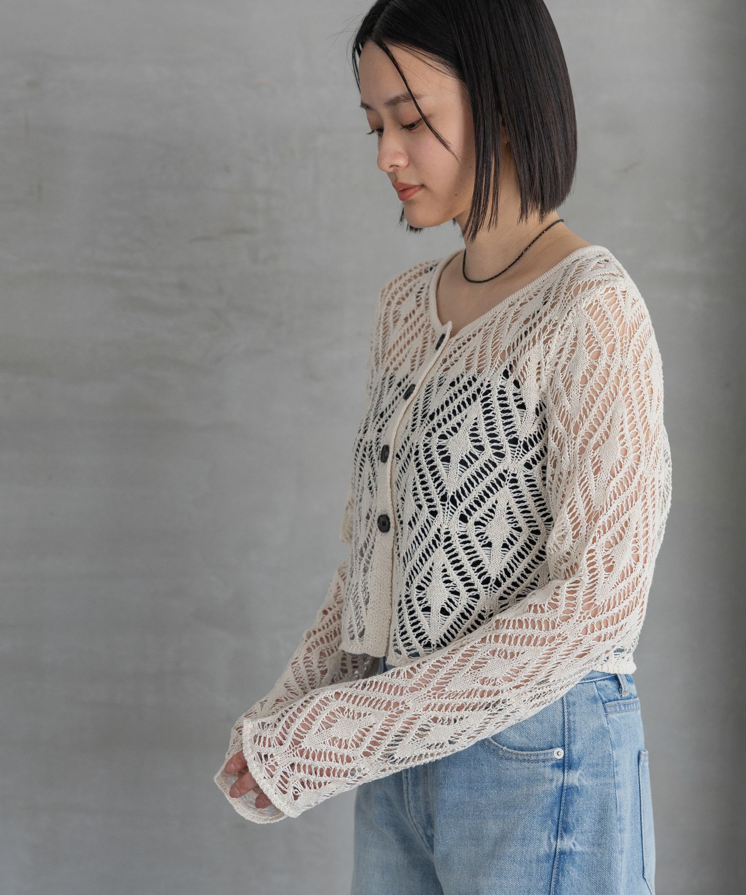 A part by 「リネンコンスカシアミカーディガン」|カーディガン|