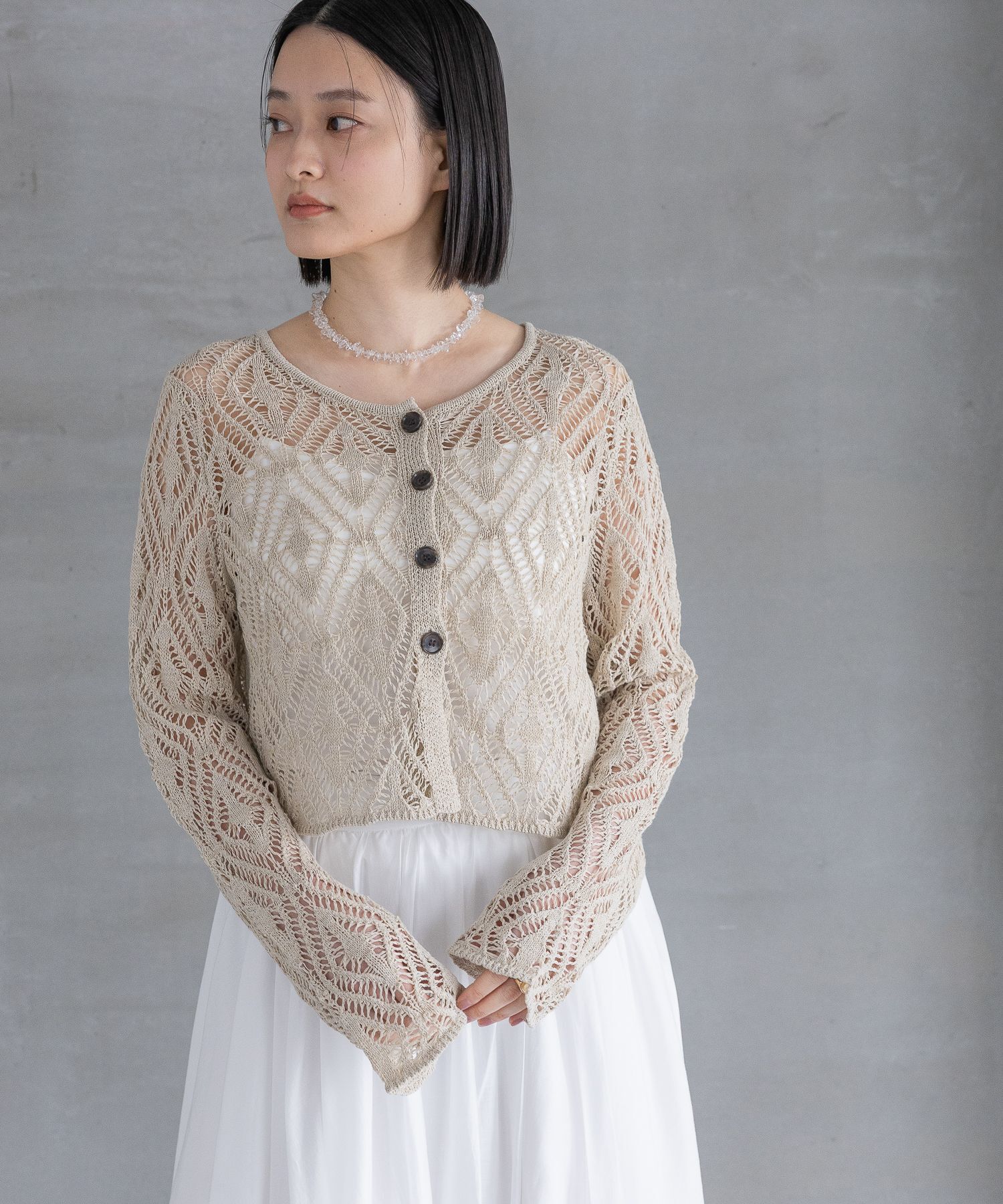 A part by 「リネンコンスカシアミカーディガン」|カーディガン|