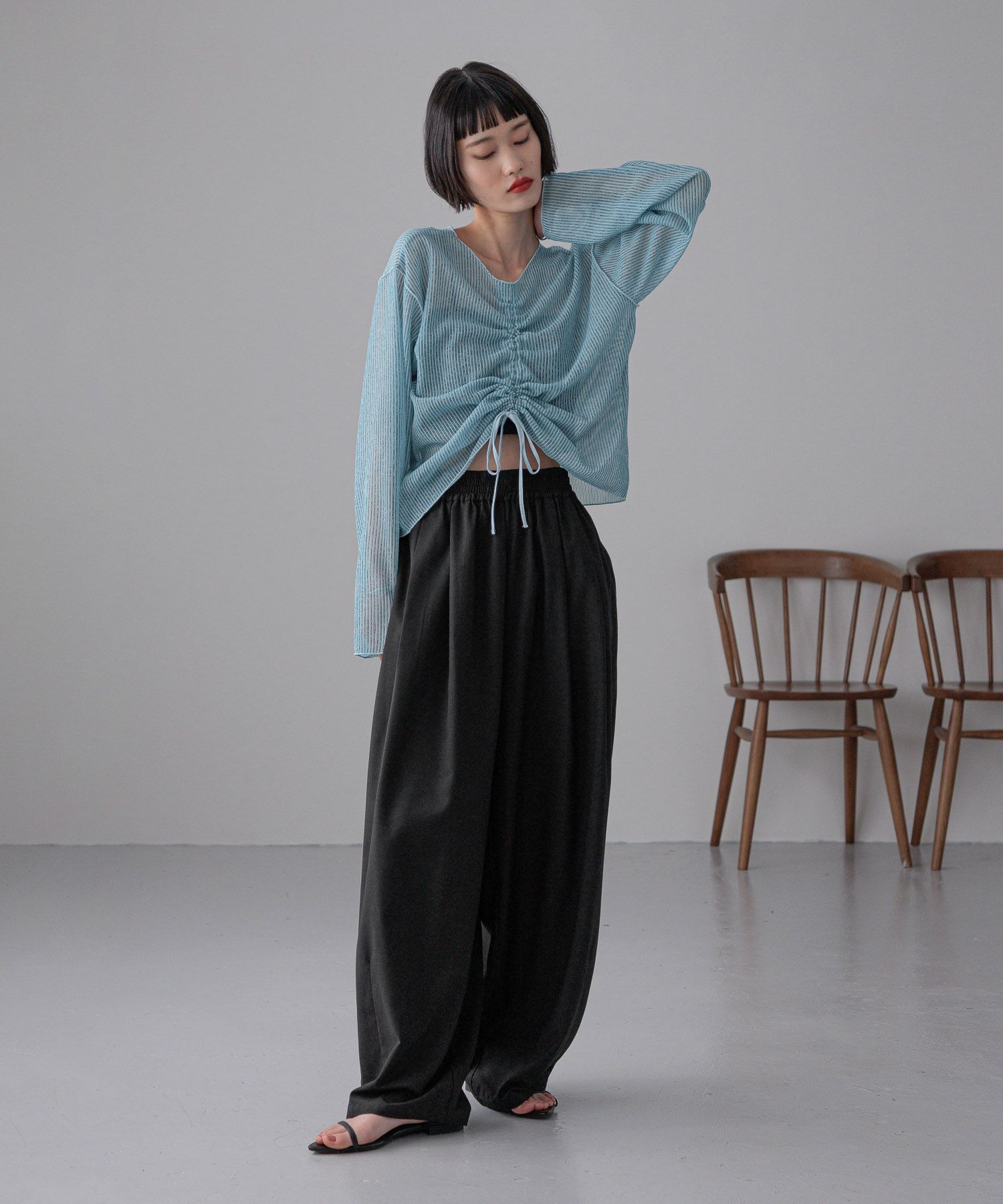 LOWRYS FARM「【前後着用可能】シャーリングシアーラッセルプルオーバー」|Tシャツ・カットソー|