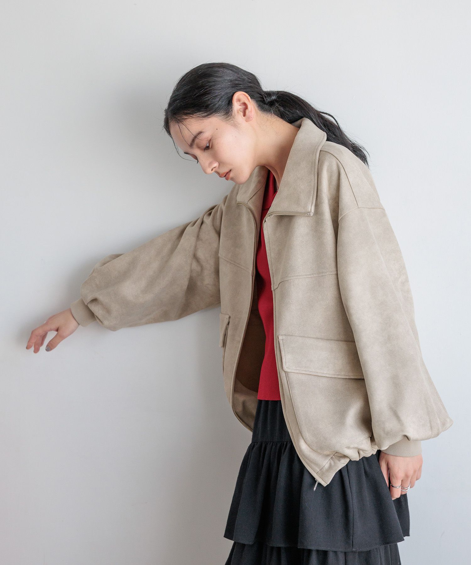 LOWRYS FARM「レザーボリュームブルゾン」|ブルゾン・スタジャン|