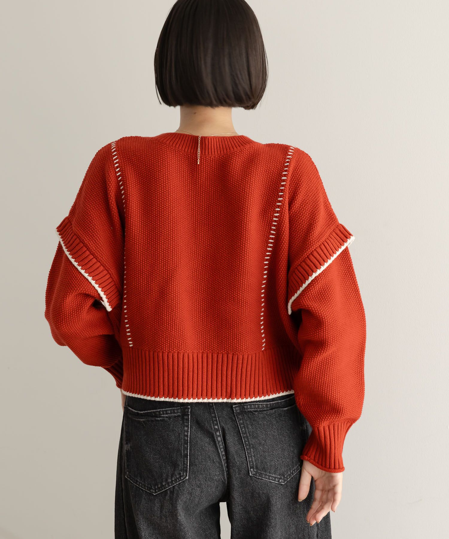 LOWRYS FARM「【前後着用可能】２ＷＡＹハイショクステッチプルオーバー」|ニット・セーター|