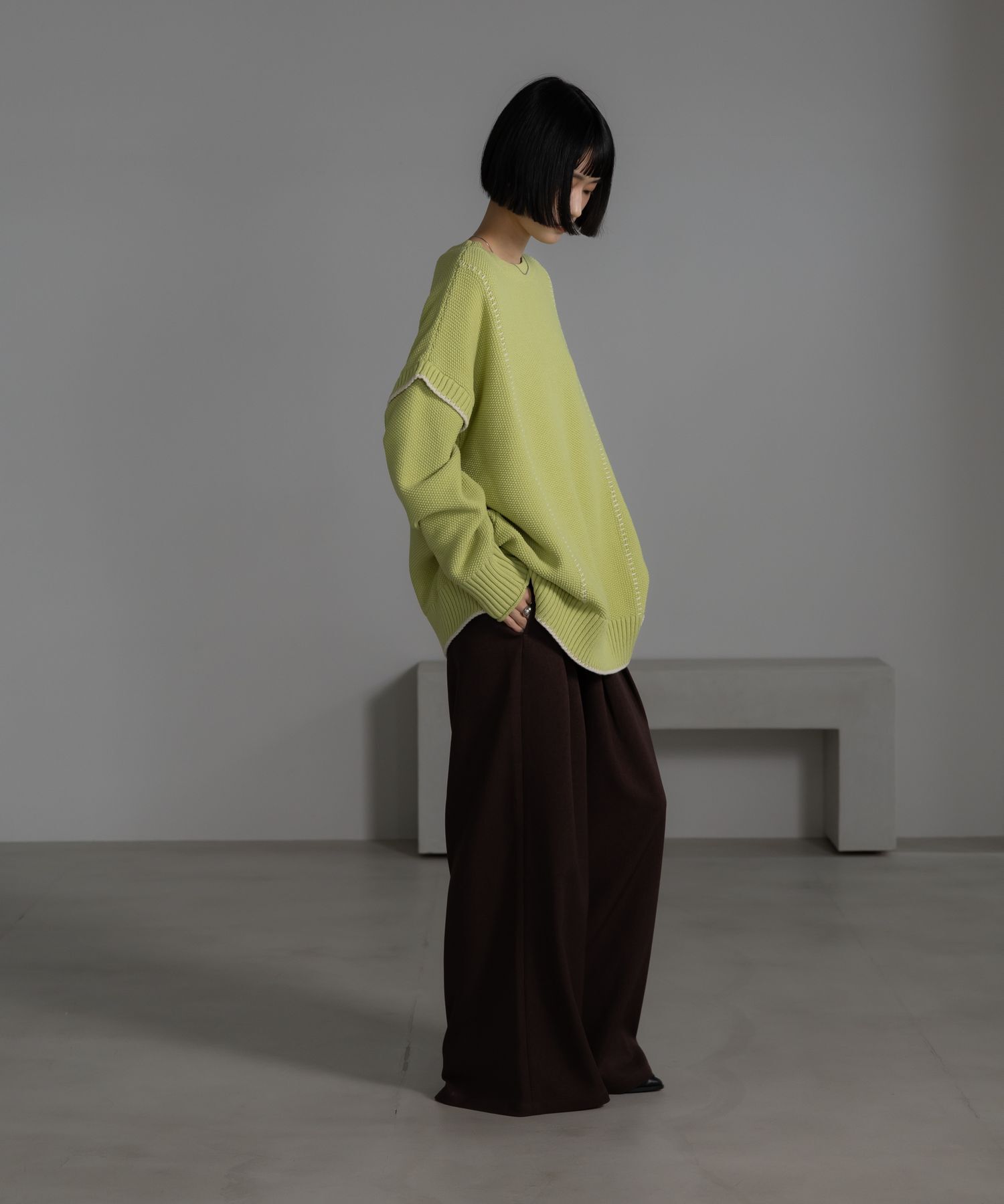 LOWRYS FARM「【前後着用可能】２ＷＡＹハイショクステッチプルオーバー」|ニット・セーター|