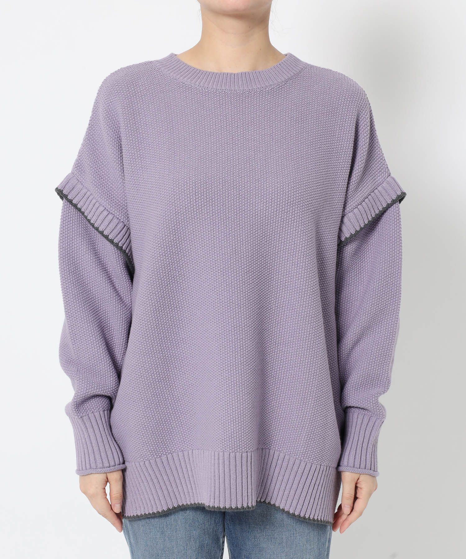 LOWRYS FARM「【前後着用可能】２ＷＡＹハイショクステッチプルオーバー」|ニット・セーター|