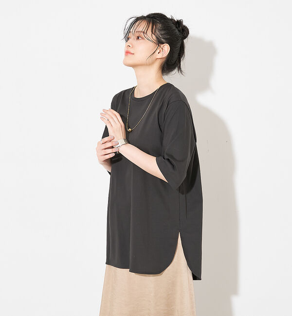 collex「【接触冷感・UVカット】コンパクトクールチュニックTシャツ」|Tシャツ・カットソー|チャコールグレー