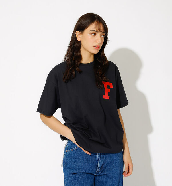 ABAHOUSE「【FRUIT OF THE LOOM】ワンポイント刺繍＆プリント クルーネック」|Tシャツ・カットソー|ブラック系その他1