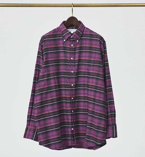 ABAHOUSE「【別注】Individualized shirts / ボタンダウン チェックシ」|シャツ・ブラウス|パープル