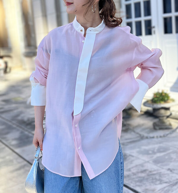 Rouge vif「ライトシアーサテンコンビシャツ」|シャツ・ブラウス|