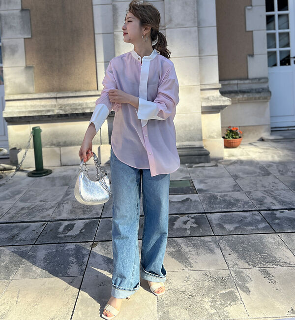 Rouge vif「ライトシアーサテンコンビシャツ」|シャツ・ブラウス|