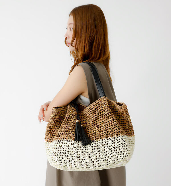 Rouge vif「タッセル付き ペーパートートバッグ / 雑材バッグ」|トートバッグ|