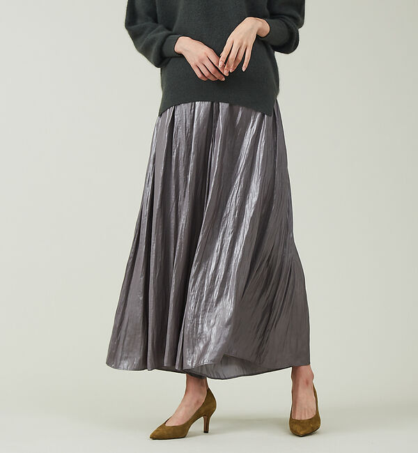 qualite「【セットアップ対応】グロッシーサテンドレープパンツ」|その他|カーキ