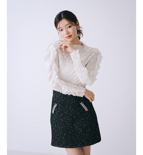 SELFIST「フリルスリーブレースカットソー」|シャツ・ブラウス|