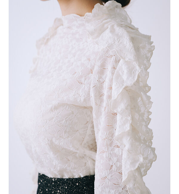 SELFIST「フリルスリーブレースカットソー」|シャツ・ブラウス|