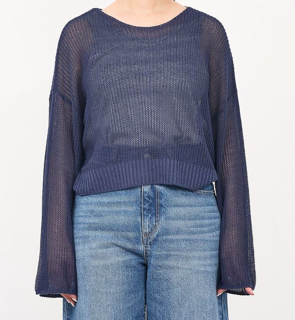 abahouse mavie「【メッシュ編み】シアーニットプルオーバー/春服/夏服/レイヤード/長袖/リネンラ」|ニット・セーター|