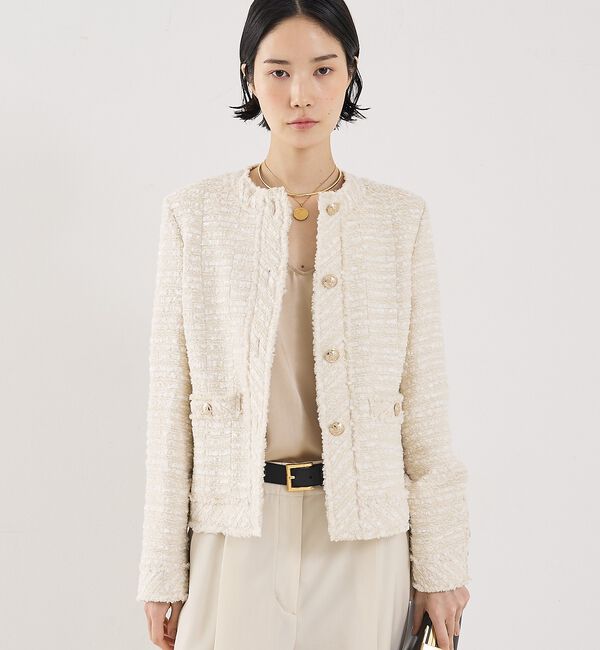The Store by C' 「【COCUCA】クルーネックツイードジャケット」|ノーカラージャケット|