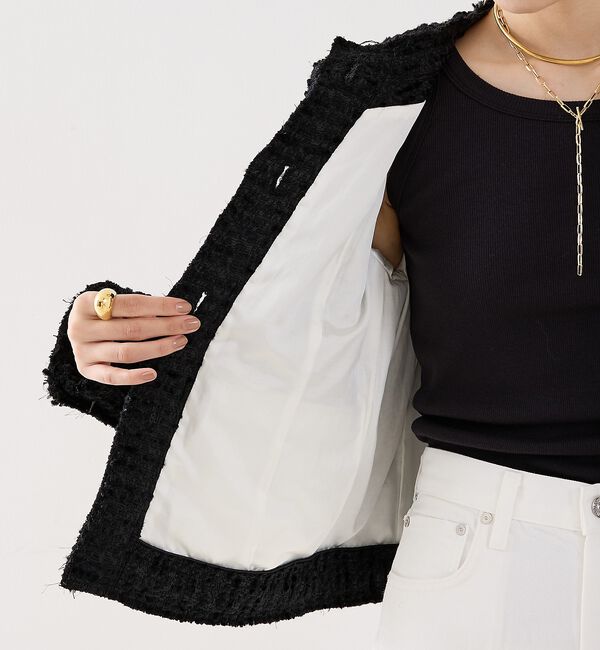 The Store by C' 「【COCUCA】クルーネックツイードジャケット」|ノーカラージャケット|