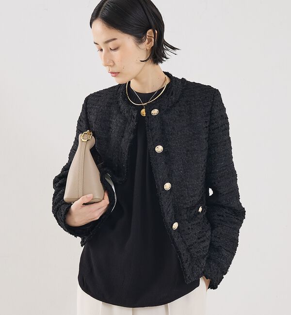 The Store by C' 「【COCUCA】クルーネックツイードジャケット」|ノーカラージャケット|