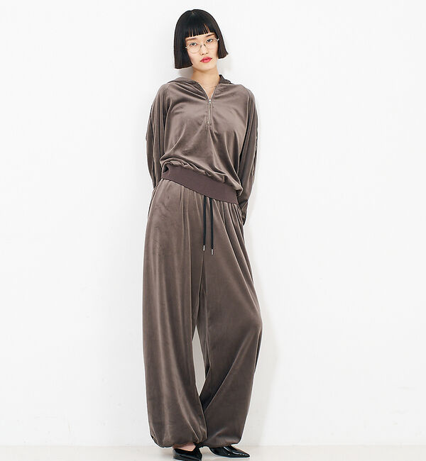 NOMINE「【セットアップ】ベロアハーフジップ フーディー パーカー」|パーカー|