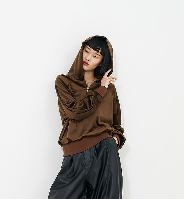 NOMINE「【セットアップ】ベロアハーフジップ フーディー パーカー」|パーカー|