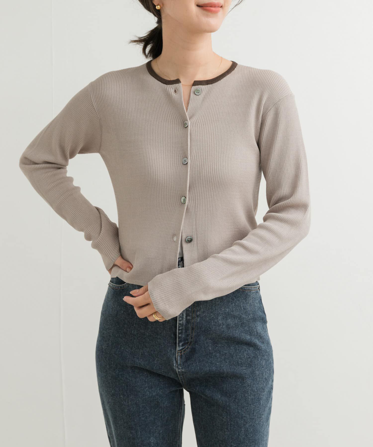 URBAN RESEARCH DOORS「『別注』Audrey and John Wad&times;DOORS　バイカラーカーディガン」|カーディガン|