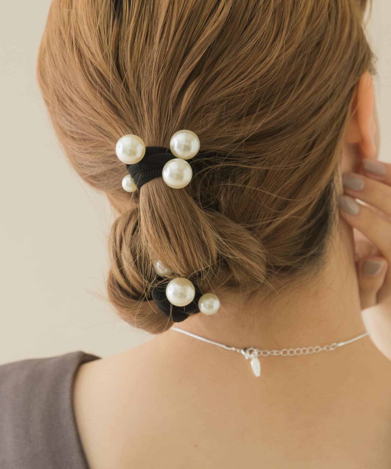 SMELLY「パール2ゴムセット」|ヘアゴム・シュシュ|ブラック系その他