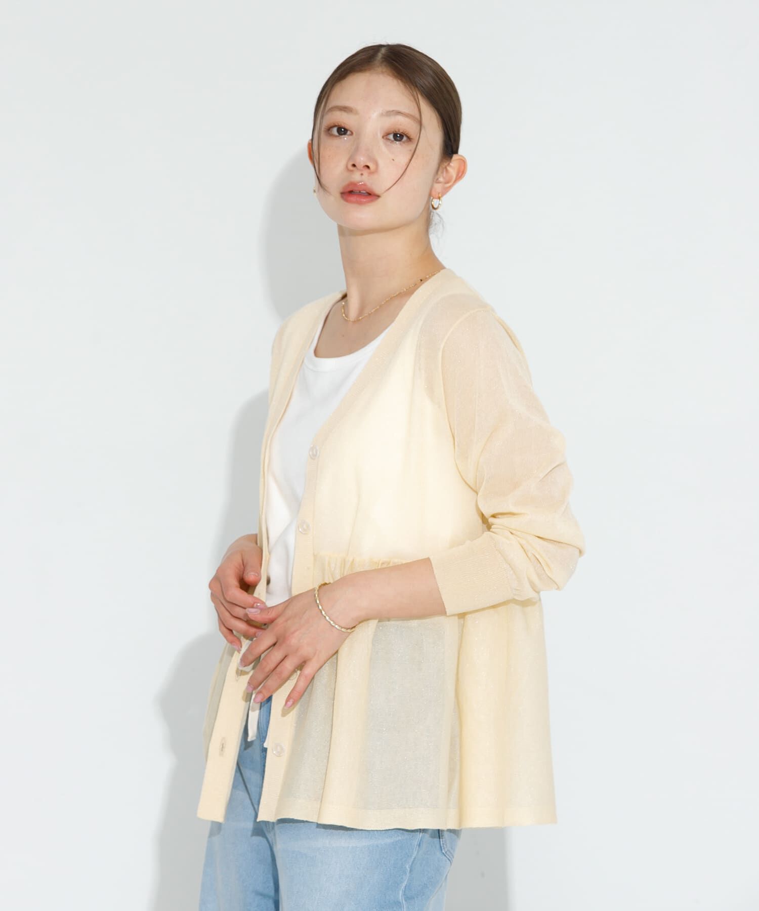 Sonny Label 「シアーペプラムニットカーディガン」|カーディガン|