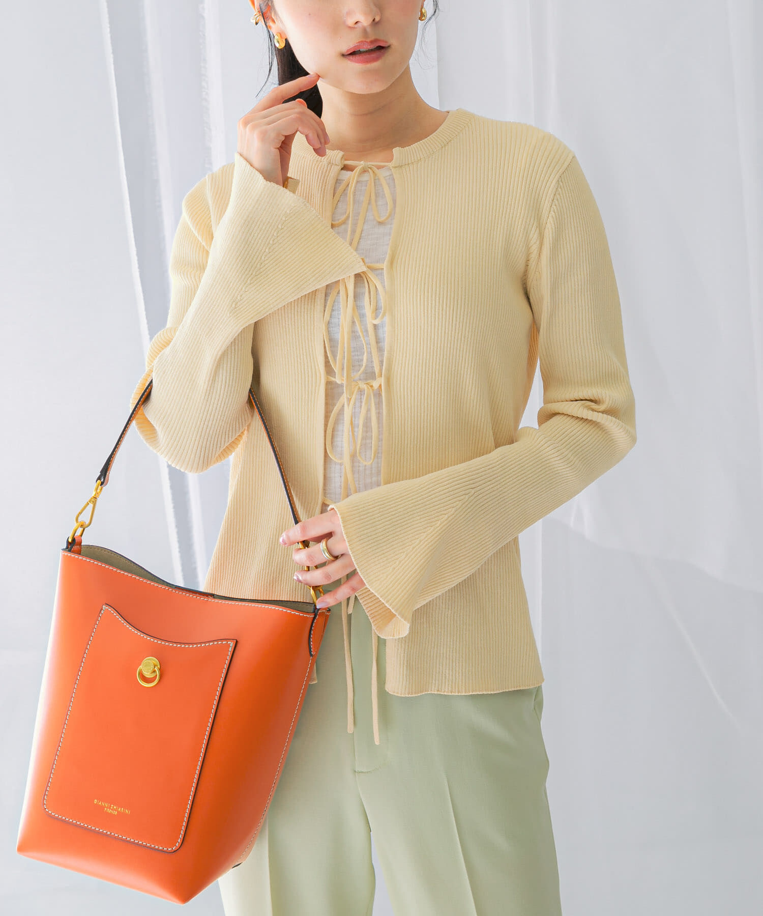 URBAN RESEARCH ROSSO「リボンデザインカーディガン」|カーディガン|ベージュ