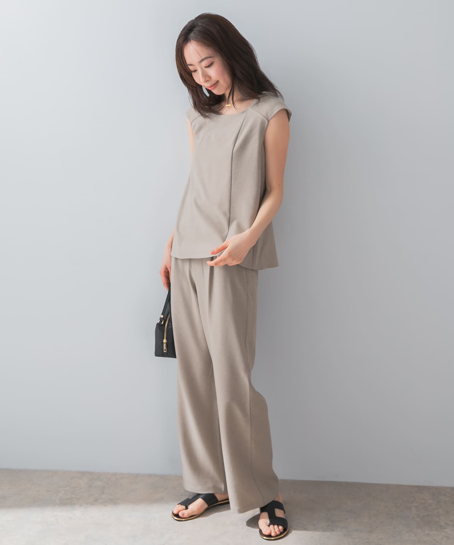 URBAN RESEARCH ROSSO「『UR TECH DRYLUXE』F by ROSSO　フレンチブラウス+ワイドパンツ」|その他|