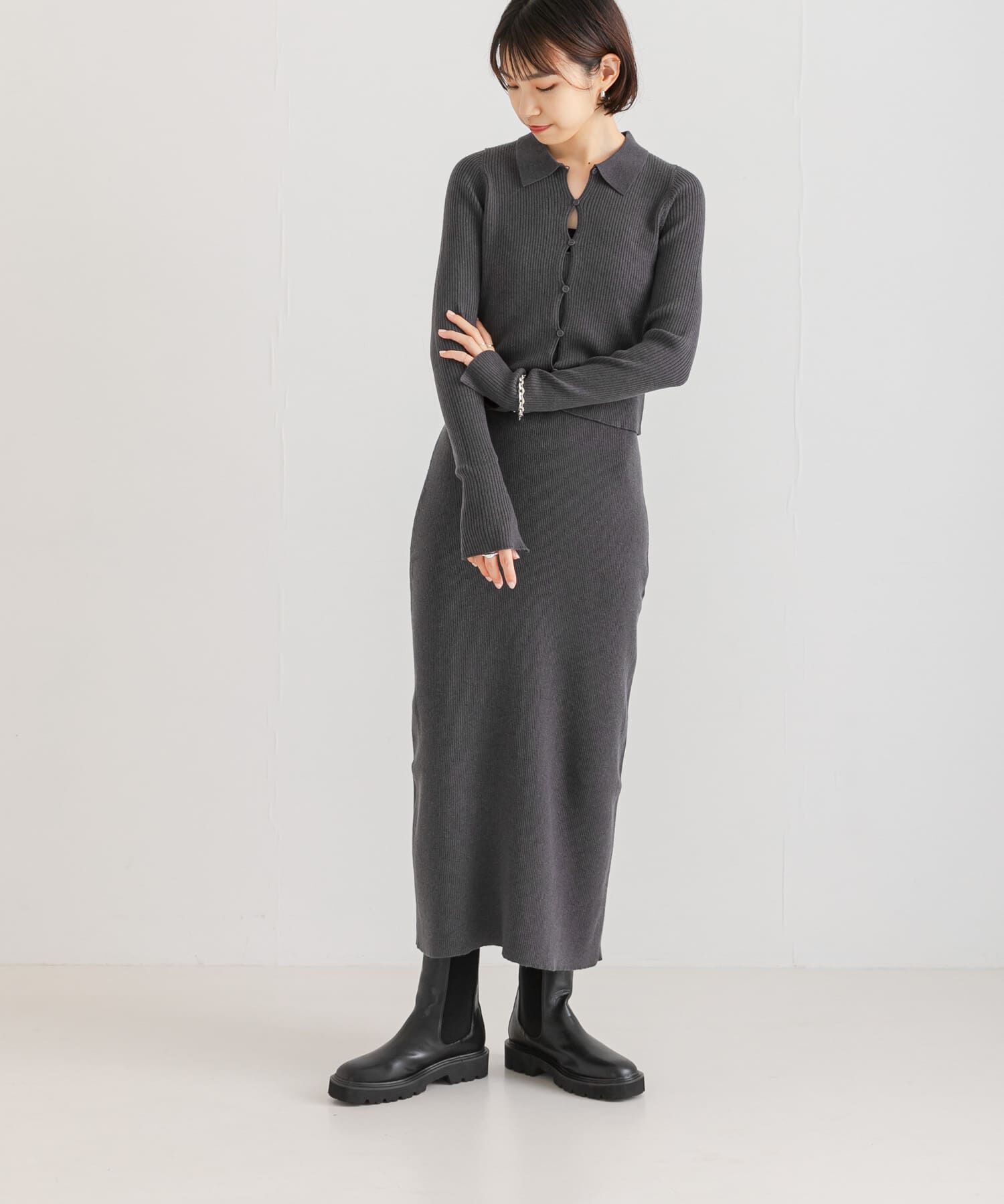 URBAN RESEARCH「シャツカラーリブニットカーディガン」|カーディガン|