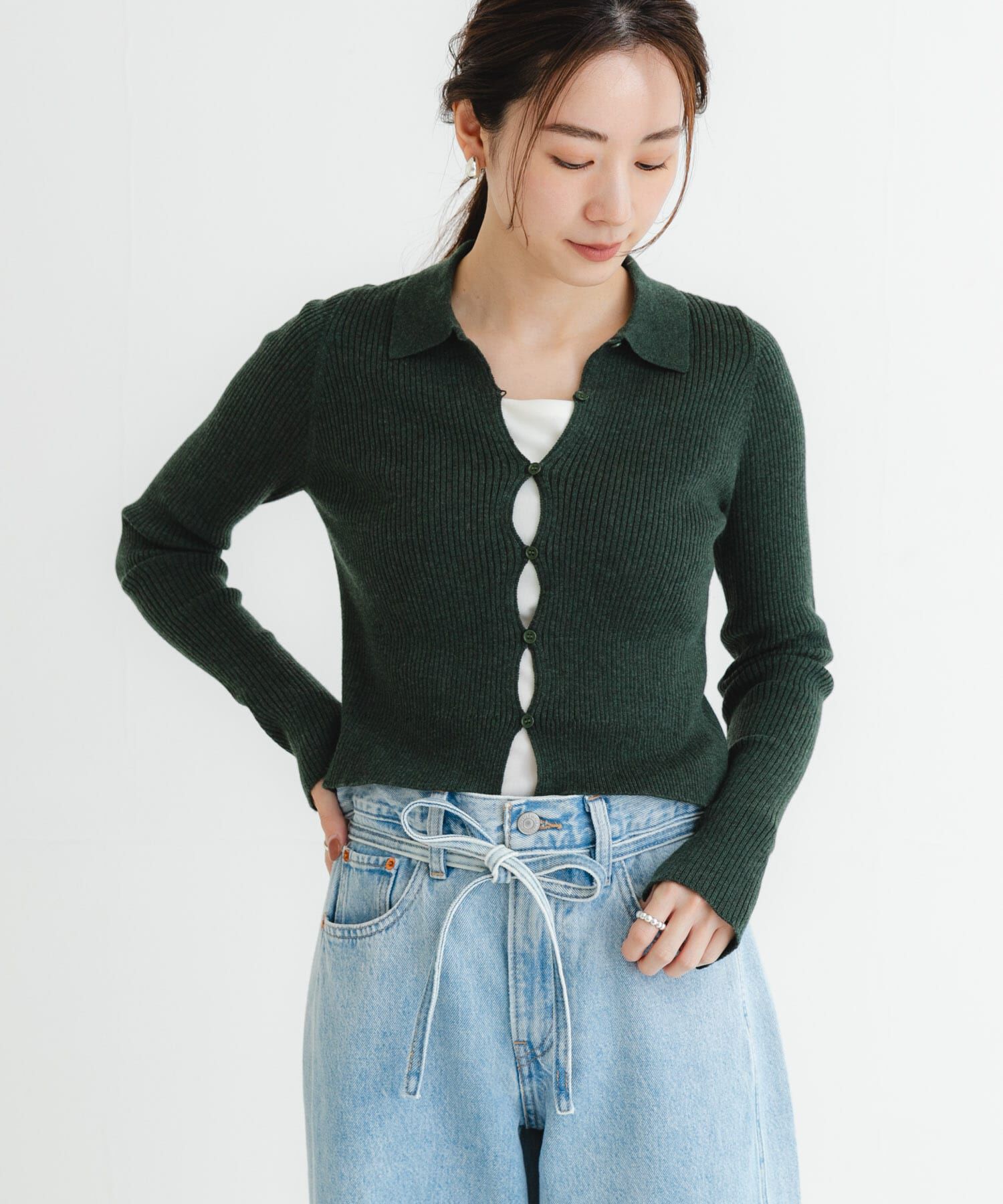 URBAN RESEARCH「シャツカラーリブニットカーディガン」|カーディガン|