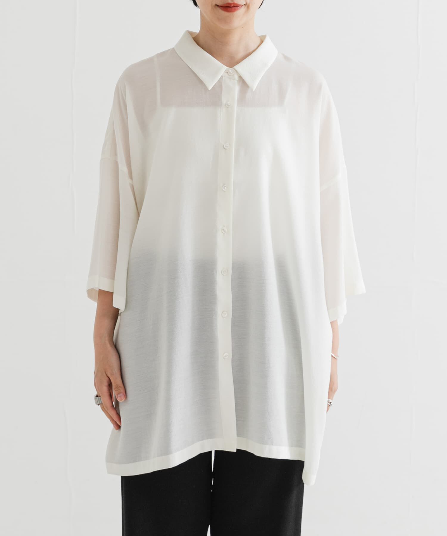 URBAN RESEARCH「ハーフスリーブシアーワイドシャツ」|シャツ・ブラウス|