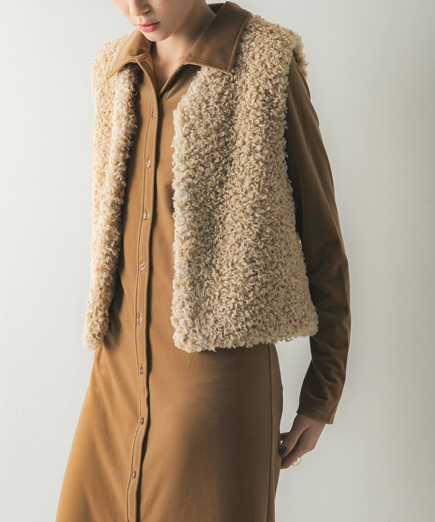 URBAN RESEARCH「ECOPELカーリーファーベスト」|ベスト・ジレ|