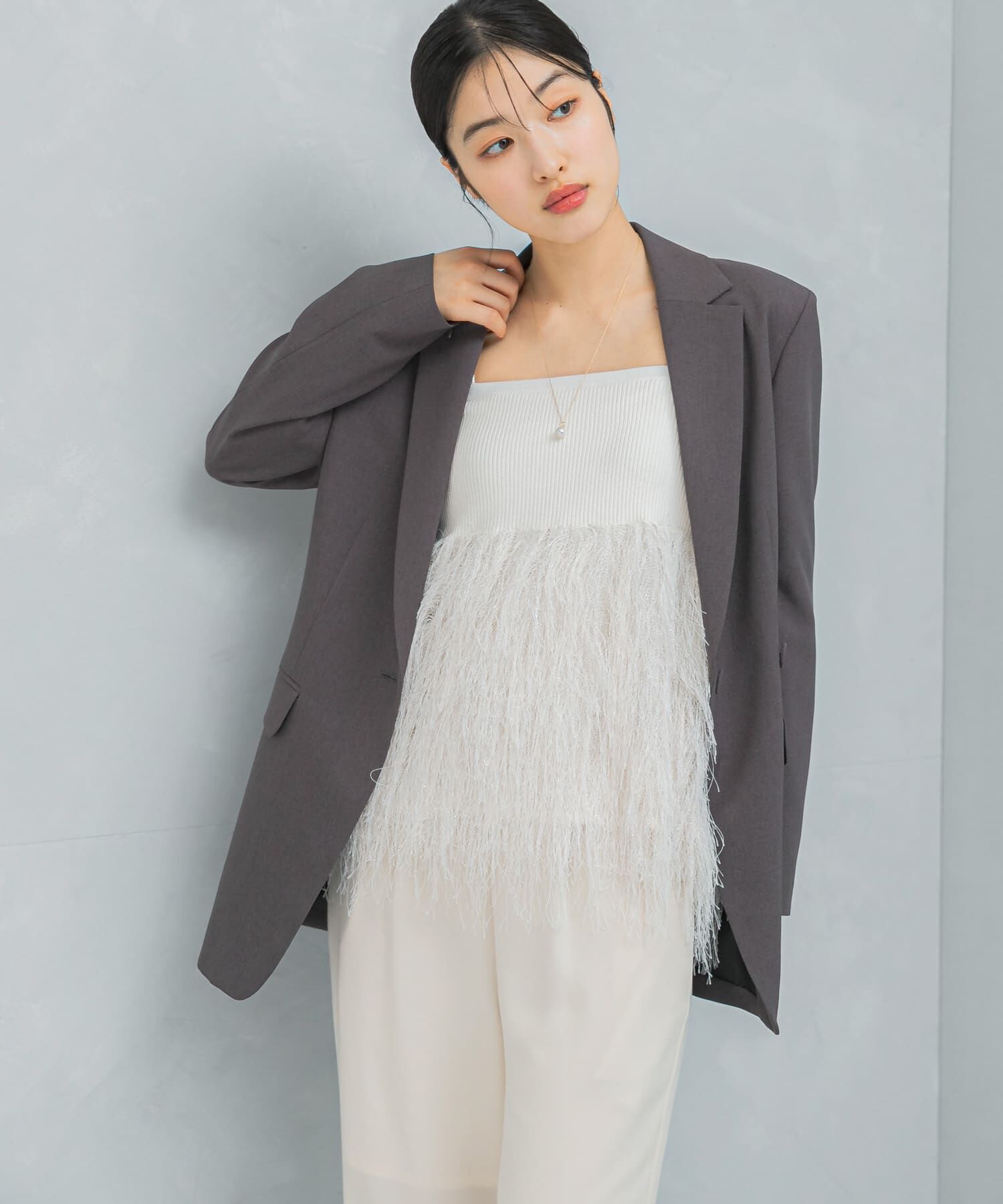 URBAN RESEARCH ROSSO「フェザーフリンジニットビスチェ」|ニット・セーター|